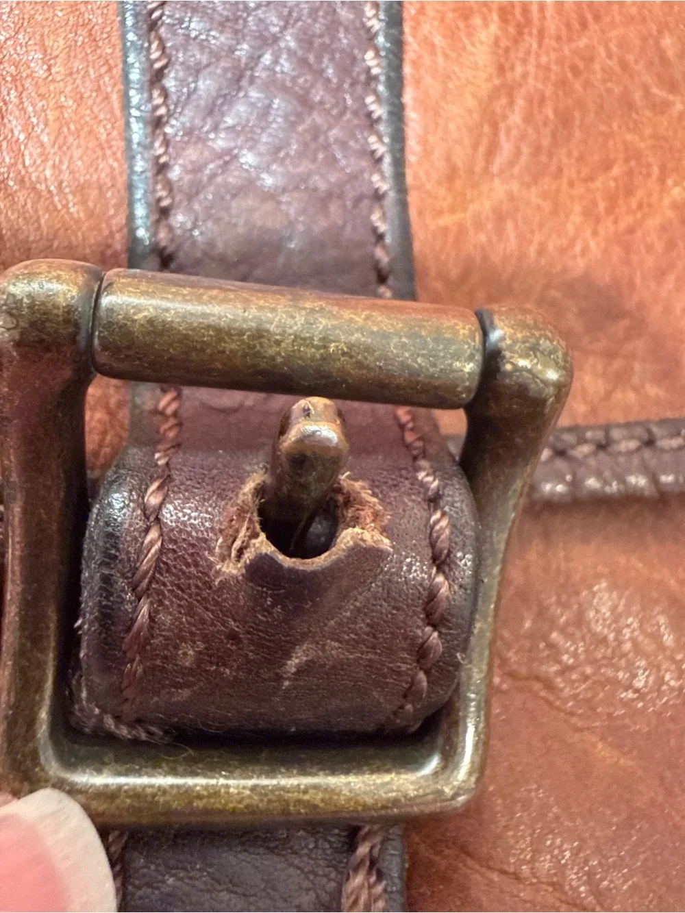 Fossil Vintage Distressed Leather Messenger Bag - Cognac Brown - Fits 15